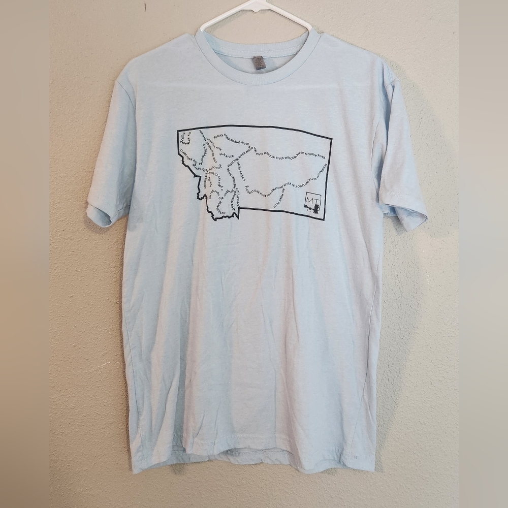 Light Blue Montana Graphic T Shirt Size M